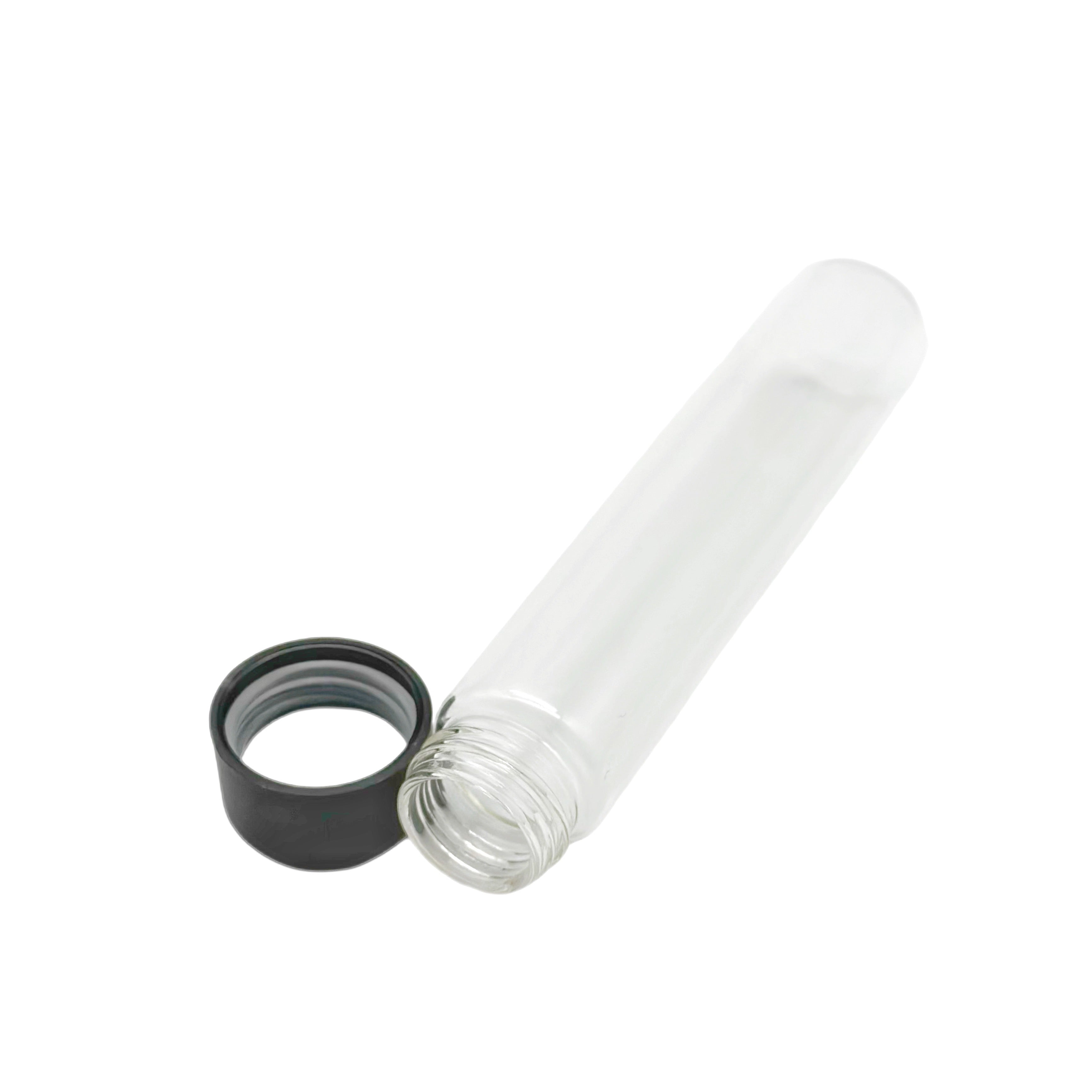 25x115-16mm Clear Glass Tube Black Cap (400 qty)